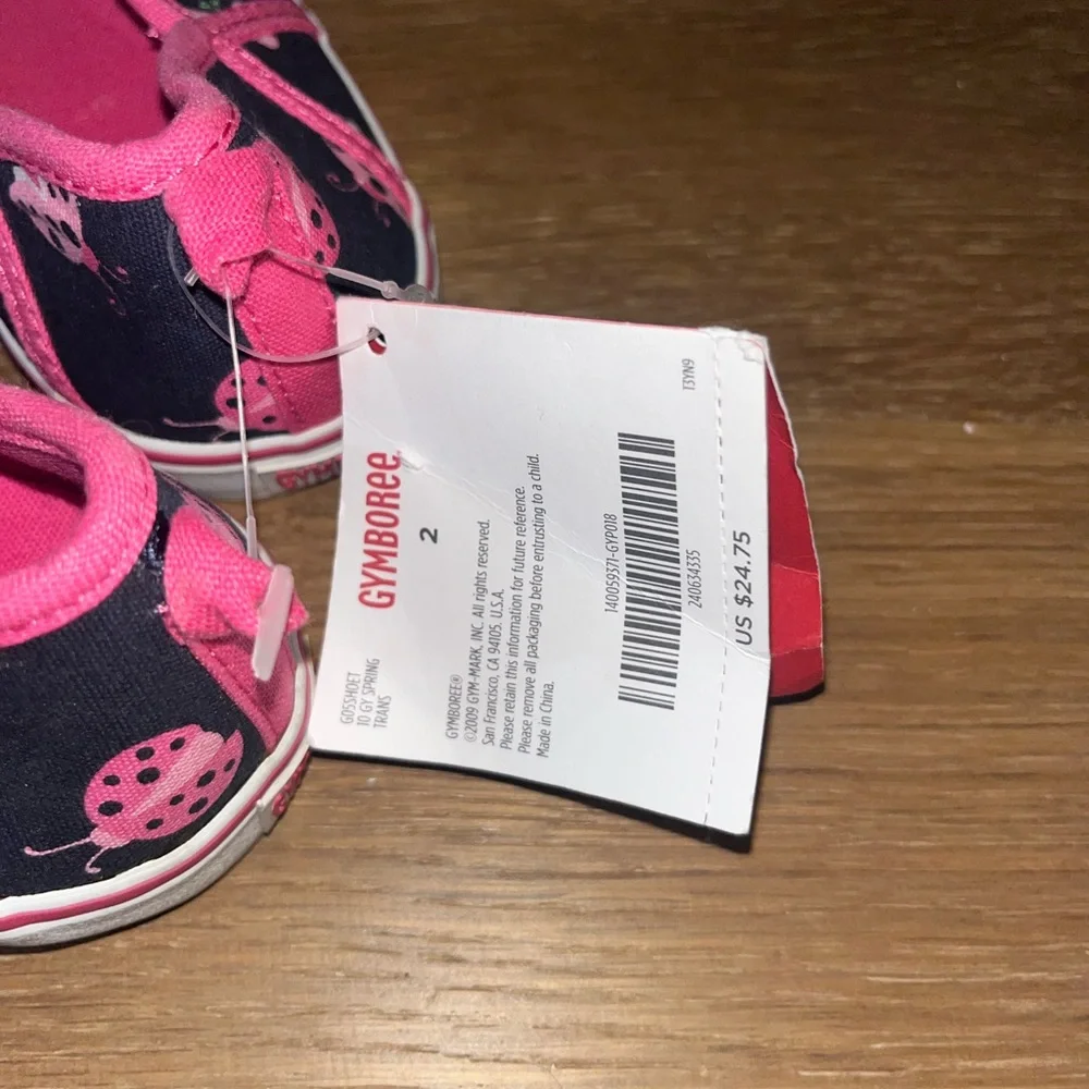 Gymboree NWT Ladybug navy pink Sneakers tennis shoe flat 2 - Picture 2 of 4